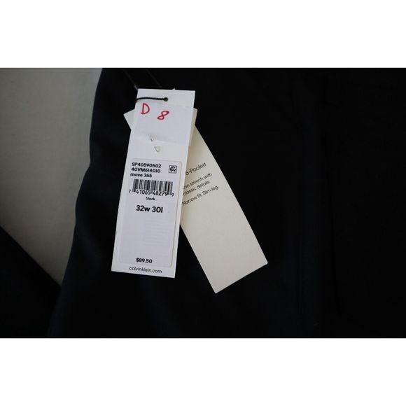 Calvin Klein Men Sz 32x30 Black CK Move 365 Slim-Fit Performance Dress Pants - Picture 8 of 12